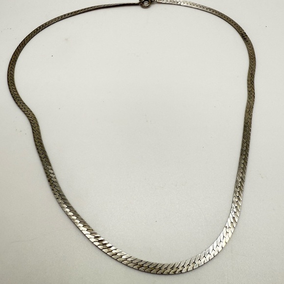 Vintage Sterling Silver 925 Herringbone Chain Necklace - Picture 2 of 4